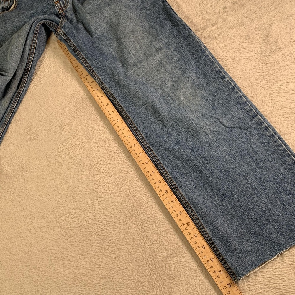 Perry‎ Ellis America Jeans Mens 32x32(32x28) Blue Straight Leg Raw Hem Denim - Picture 7 of 12